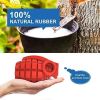 A durable and sturdy red grenade sounding toy suitable for large breeds of dogs; and a dog toy for cleaning teeth with non-toxic natural rubber