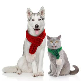 Pet knit Christmas scarf Creative teddy scarf cat dog pet supplies pet clothing dog scarf; cat scarf (colour: green)